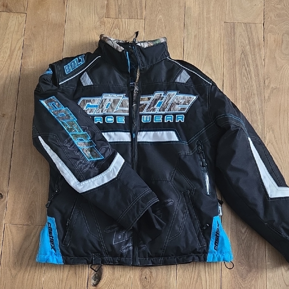 Castle X Racing Bolt Camo And Blue Snowmobiling Jacket